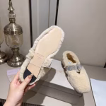 JIMMY CHOO Rabbit Fur Embellished Rhinestone Flat Ballet Shoes - Image 7