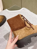 LOEWE Celebrity-Inspired Round-Toe Lace-Up Ankle Boots - Image 8