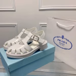 Prada Platform Wedge Sandals with Triangle Buckle - Image 7