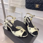 Chanel 2022 Spring-Summer New Arrival: Double C Peep-Toe Block Heel Sandals