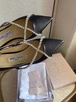 Original Stock Jimmy Choo Full-Grain Crystal Sheepskin Flat Shoes - Image 6