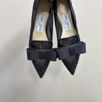 Jimmy Choo 2023 New Crystal Studded Bow Pointed-Toe Mary Jane Flats - Image 3