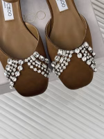 Jimmy Choo 2025 Early Spring New Rhinestone Block-Heel Cut-Out Sandals - Image 6