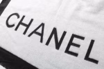 CHANEL English Logo Shimmering Cashmere Double-Sided Scarf (Black & White) - Image 7