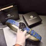 Versace Men's Double-Sided Belt with Printed Design and Medusa Hardware Buckle - Image 3