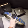 Versace Men's Double-Sided Belt with Printed Design and Medusa Hardware Buckle - Image 3