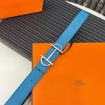 Hermès Metal Buckle Belt with Reversible Swift & Epsom Calfskin Leather - Image 7