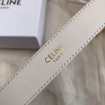 CELINE Women's White Arc de Triomphe Gold Buckle Belt - Image 6
