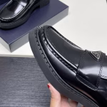 Prada New Triangle Logo Slip-On Lightweight Men's Leather Shoes - Image 5