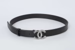 Chanel Classic Tweed Style Double C Diamond-Embedded Genuine Leather Ladies' Belt - Image 4