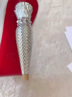 Christian Louboutin Silk Crystal Lipstick White High-Heel Pumps - Image 3