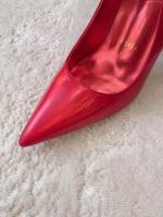 Christian Louboutin Silk Crystal Lipstick High-Heel Red Pumps - Image 3