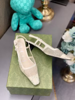 Gucci 2022 Spring/Summer New Style: Mesh Sandals with Rhinestones, Genuine Leather Sole & Small Square Toe - Image 5