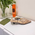 GUCCI Original 2022 New VINTAGE Series Vintage Canvas Rhinestone-Embellished Sandals - Image 7