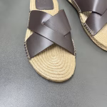 ZEGNA Ermenegildo Zegna Wu Lei's Same Style Calfskin Hemp Rope Woven Midsole Slippers - Image 6