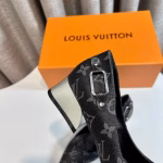 LV New Monogram Leather Black High-Heeled Pumps - Image 9
