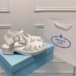 Prada Platform Wedge Sandals with Triangle Buckle - Image 6