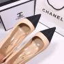 Chanel Beige Sheepskin Pattern Paneled Classic Color-Matching Versatile High-Heeled Shoes - Image 5