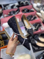 Original Stock Jimmy Choo Full-Grain Crystal Sheepskin Flat Shoes - Image 2