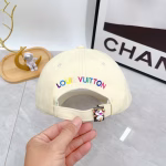 LV Louis Vuitton Embroidered Baseball Cap (Beige) - Image 6