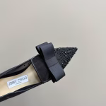 Jimmy Choo 2023 New Crystal Studded Bow Pointed-Toe Mary Jane Flats - Image 8