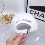 LV Louis Vuitton Embroidered Baseball Cap (White) - Image 7