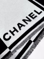 CHANEL Black-White Symmetric Double-Sided Large Shawl - Image 6