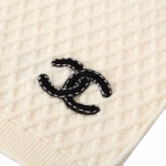 Chanel Black and White Pineapple Pattern Cashmere Scarf - Image 8