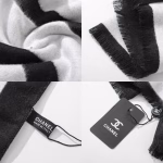 CHANEL English Logo Shimmering Cashmere Double-Sided Scarf (Black & White) - Image 9