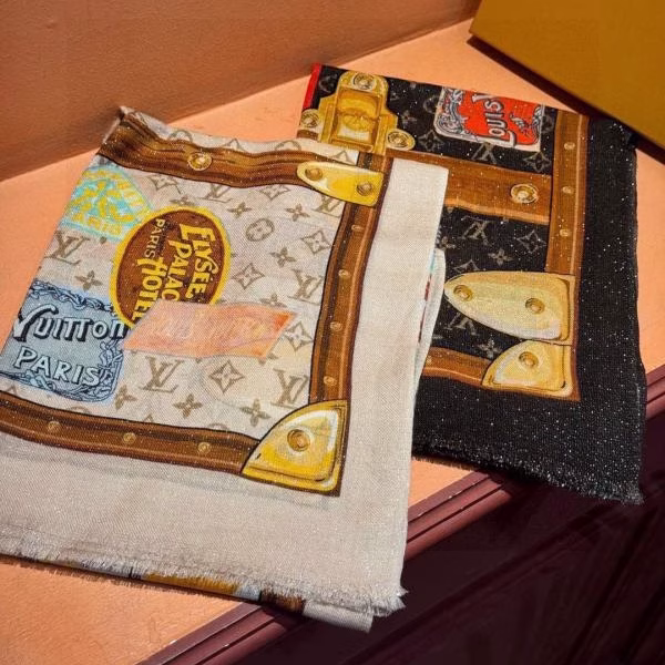 7 Louis Vuitton (LV) 2023 New Silver Thread Printed Cashmere Long Scarf - Image 1