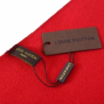 LV Louis Vuitton Red Double-Sided Pure Cashmere Fringed Scarf - Image 10