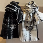 Chanel Classic "Chanel Style" Black-and-White Checkered Scarf