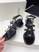 CELINE Mid-Thick Heel Cutout Gladiator Sandals - Image 8