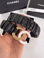 2022 Early Spring Runway Collection Chanel Women's Belt with Pleated Design and Versatile Double C-Logo - Image 7