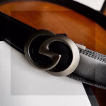 Gucci Gunmetal Double G Automatic Buckle Belt - Image 4