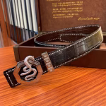 Stefano Golden Series Pure Gold Buckle Gold-Plated Crocodile Leather Belt - Image 7