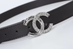 Chanel Classic Tweed Style Double C Diamond-Embedded Genuine Leather Ladies' Belt - Image 5