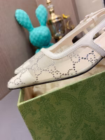 Gucci 2022 Spring/Summer New Style: Mesh Sandals with Rhinestones, Genuine Leather Sole & Small Square Toe - Image 4