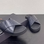 Zegna Summer Leather Cross-Strap Men's Slippers - Image 4