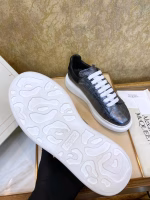 Alexander McQueen Crocodile Leather High-Luxury Classic White Shoes with White Soles and Black Upper - Image 7