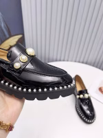 Stuart Weitzman Elegant Pearl-Embellished Buckle British-Style Fringed Leather Shoes - Image 5