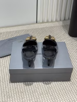 Balenciaga 2025 Spring/Summer New Pointed-Toe BB-Buckle Patent Leather Pumps with Open Back Sandals - Image 4