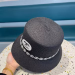 Chanel Original-Standard Bucket Hat Straw Hat Adorned with Double C Chain Detailing - Image 3