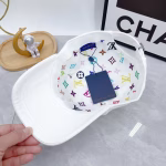 LV Louis Vuitton Embroidered Baseball Cap (White) - Image 6