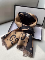 GUCCI Wool and Silk Blend GG Jacquard Scarf - Image 7