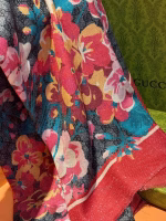 GUCCI Floral Double-Sided Cashmere Scarf - Image 7