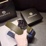 Versace Men's Double-Sided Belt with Printed Design and Medusa Hardware Buckle - Image 4