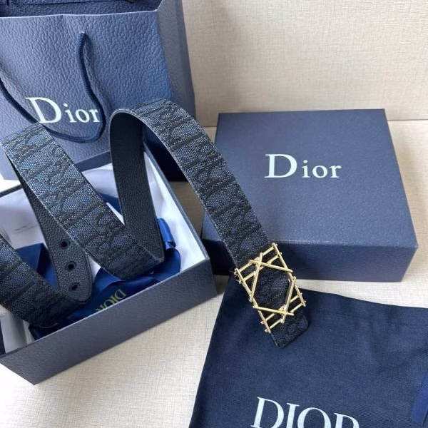 8 DIOR 3.5cm Width Stainless Steel Buckle Belt - Image 1