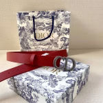Dior Women's 3.0cm Vintage Buckle Double-sided Cowhide Belt