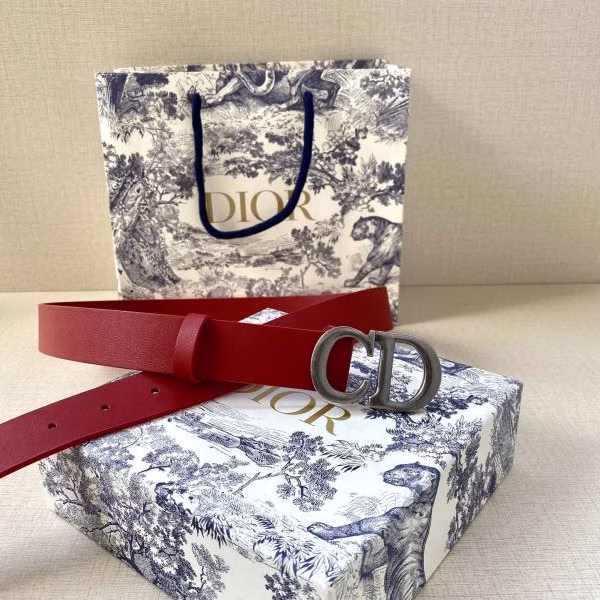 8 Dior Women's 3.0cm Vintage Buckle Double-sided Cowhide Belt - Image 1